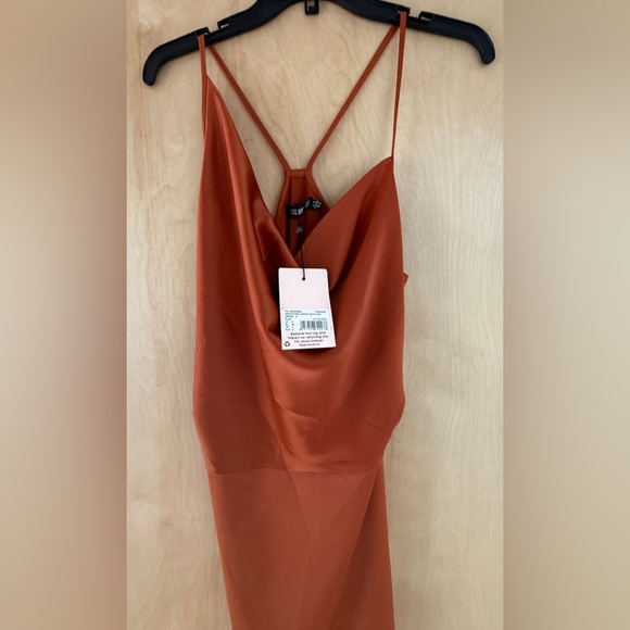 Missguided Rust Satin Midi Dress - Picture 6 of 16